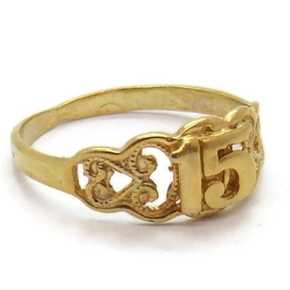 Jewelry - COPY - Ring Girl's Quinceañera 15 Years 14k Yellow Gold.